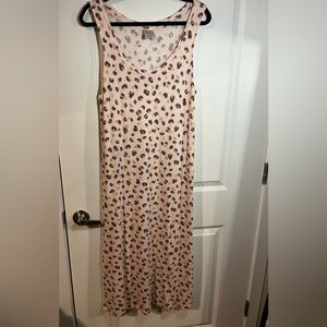 Nottibianche Sleep Gown Dress in Pale Pink Light Brown Cheetah Print Size Medium